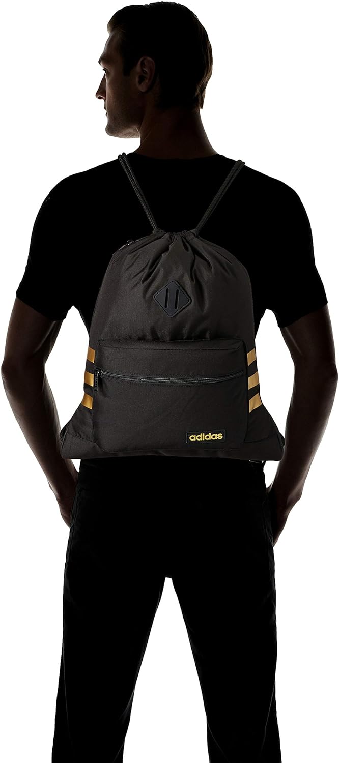 adidas Classic 3S Sackpack， Jersey Onix Grey/Black， One Size - Image 8
